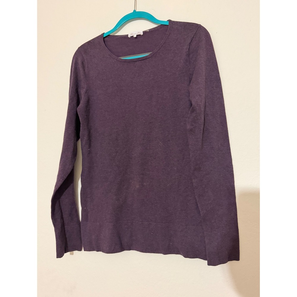 Minnie Rose Womens Plum Purple Long Sleeve Crew Neck Knit Top XL H0955C10